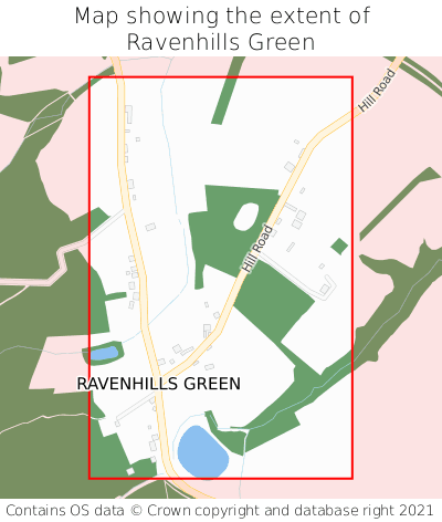 Map showing extent of Ravenhills Green as bounding box