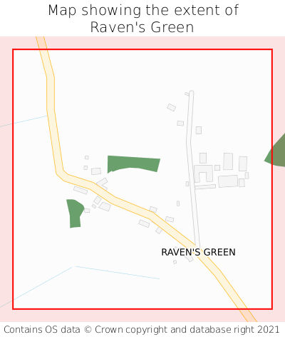 Map showing extent of Raven's Green as bounding box