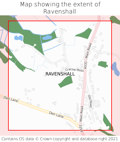 Map showing extent of Ravenshall as bounding box