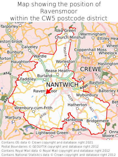 Map showing location of Ravensmoor within CW5