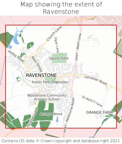 Map showing extent of Ravenstone as bounding box