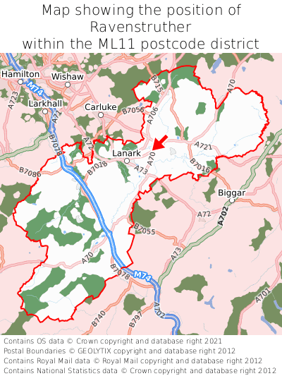 Map showing location of Ravenstruther within ML11