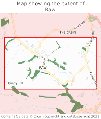 Map showing extent of Raw as bounding box