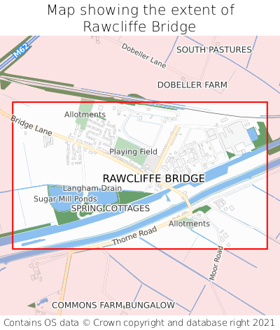 Map showing extent of Rawcliffe Bridge as bounding box