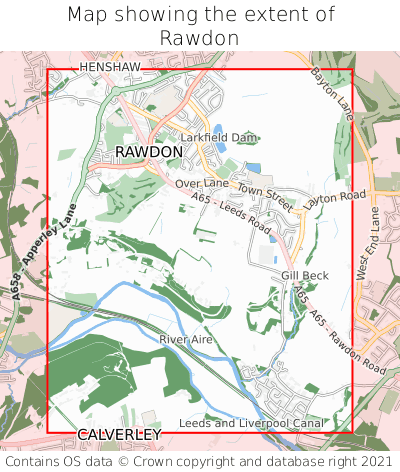 Map showing extent of Rawdon as bounding box