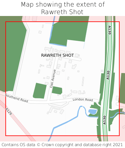 Map showing extent of Rawreth Shot as bounding box