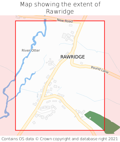 Map showing extent of Rawridge as bounding box