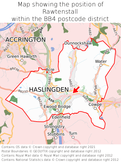 Map showing location of Rawtenstall within BB4