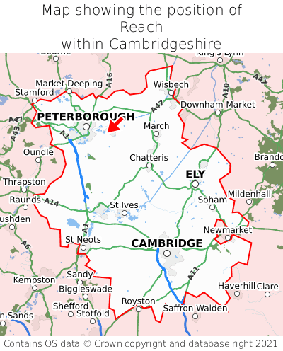 Map showing location of Reach within Cambridgeshire