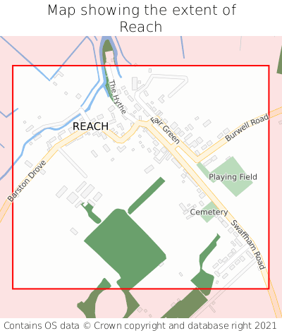 Map showing extent of Reach as bounding box