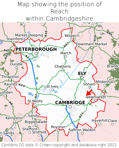 Map showing location of Reach within Cambridgeshire