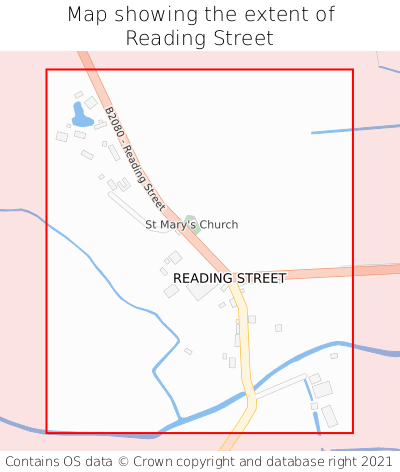 Map showing extent of Reading Street as bounding box