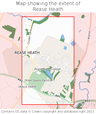 Map showing extent of Rease Heath as bounding box