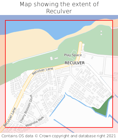 Map showing extent of Reculver as bounding box