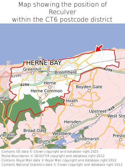 Map showing location of Reculver within CT6