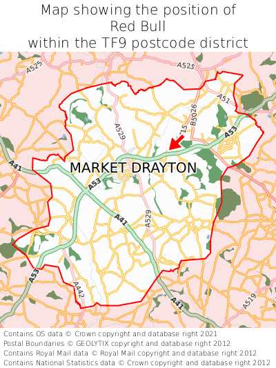 Map showing location of Red Bull within TF9