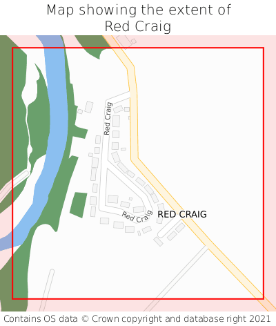 Map showing extent of Red Craig as bounding box