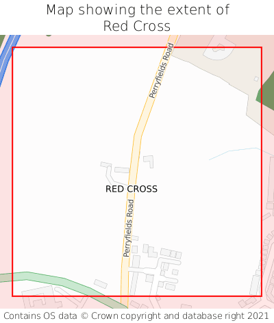 Map showing extent of Red Cross as bounding box