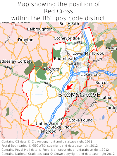 Map showing location of Red Cross within B61