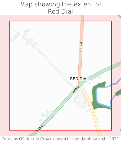Map showing extent of Red Dial as bounding box