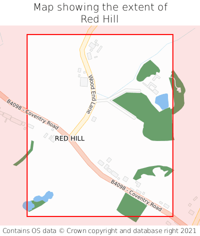 Map showing extent of Red Hill as bounding box