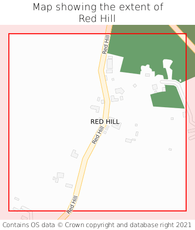 Map showing extent of Red Hill as bounding box