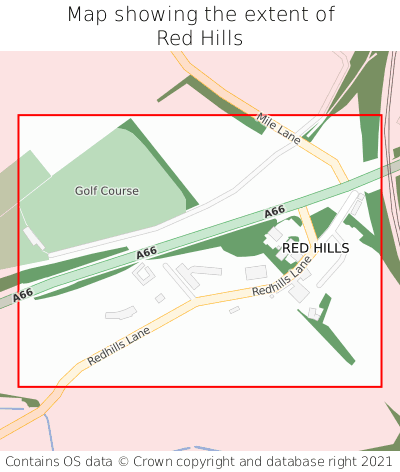 Map showing extent of Red Hills as bounding box