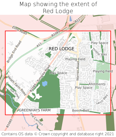 Map showing extent of Red Lodge as bounding box