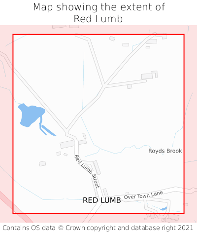 Map showing extent of Red Lumb as bounding box