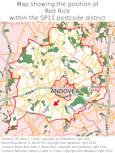 Map showing location of Red Rice within SP11