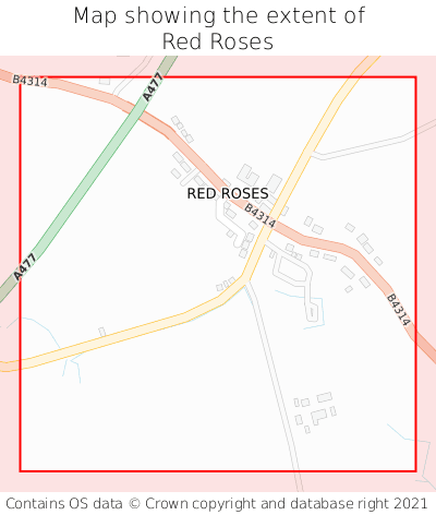 Map showing extent of Red Roses as bounding box