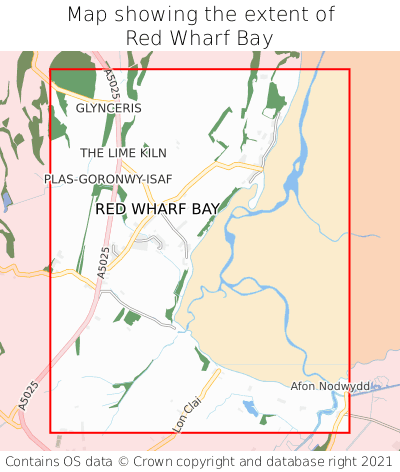 Map showing extent of Red Wharf Bay as bounding box