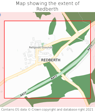 Map showing extent of Redberth as bounding box