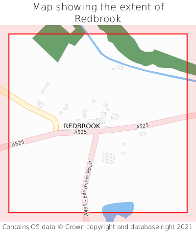 Map showing extent of Redbrook as bounding box