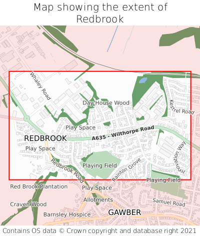 Map showing extent of Redbrook as bounding box