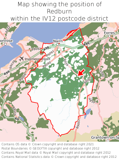 Map showing location of Redburn within IV12