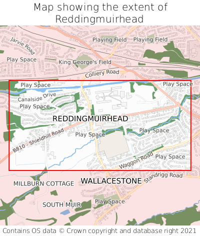 Map showing extent of Reddingmuirhead as bounding box