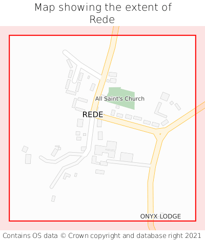 Map showing extent of Rede as bounding box