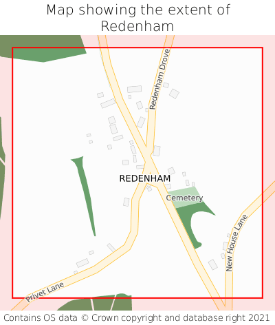 Map showing extent of Redenham as bounding box