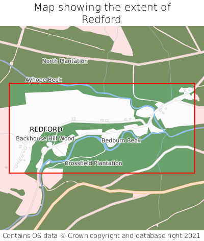 Map showing extent of Redford as bounding box