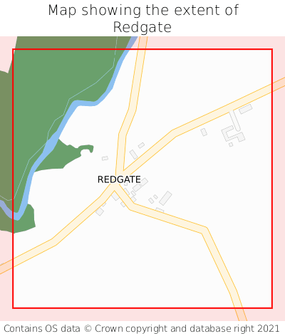 Map showing extent of Redgate as bounding box