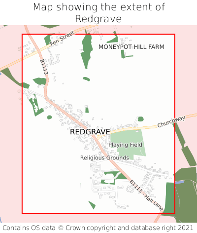 Map showing extent of Redgrave as bounding box