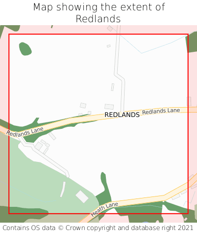 Map showing extent of Redlands as bounding box