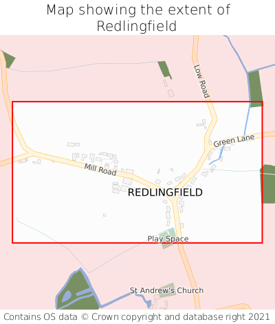 Map showing extent of Redlingfield as bounding box