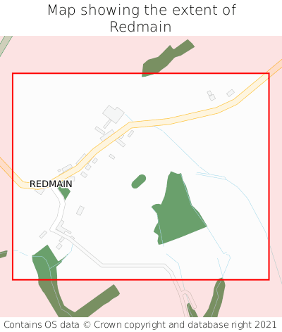 Map showing extent of Redmain as bounding box