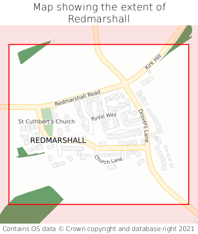 Map showing extent of Redmarshall as bounding box