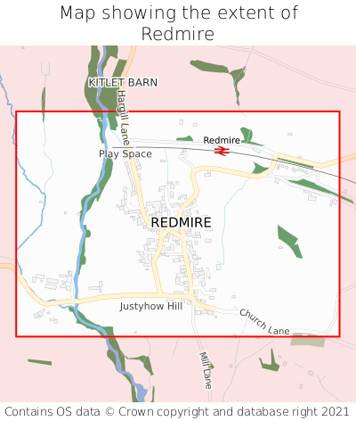 Map showing extent of Redmire as bounding box