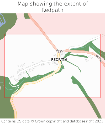 Map showing extent of Redpath as bounding box