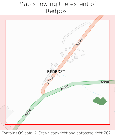 Map showing extent of Redpost as bounding box