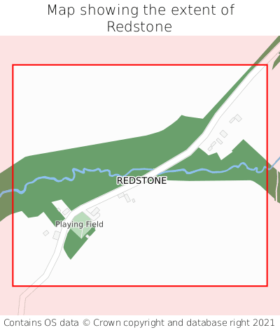 Map showing extent of Redstone as bounding box